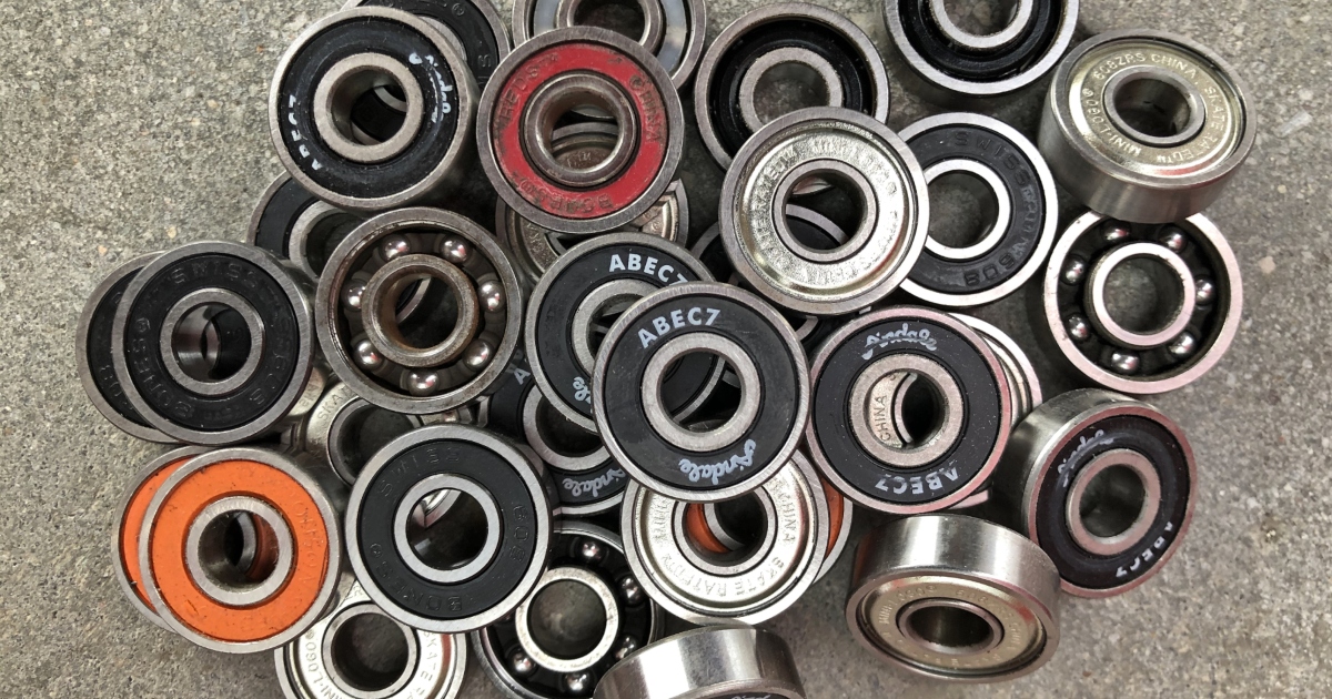 pile of used skateboard bearings