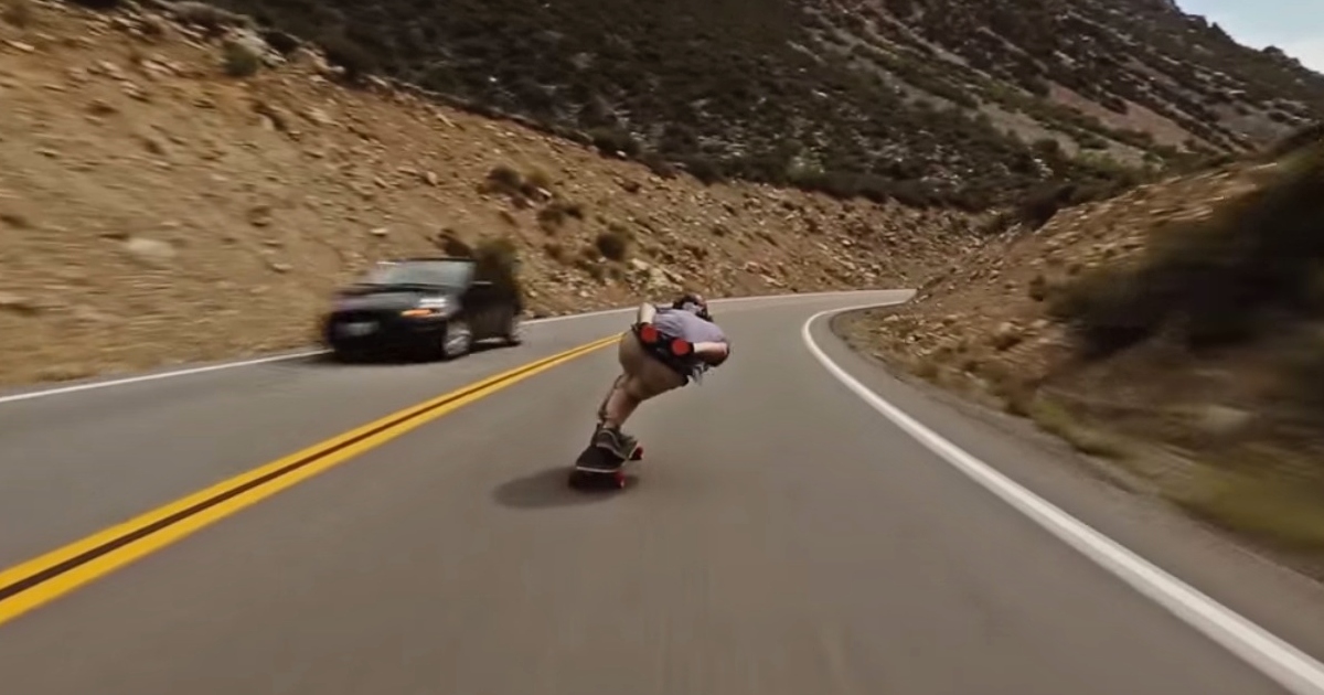 going really fast on a longboard